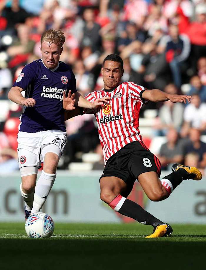 Rodwell in action for The Black Cats against Sheffield United